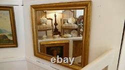 Rectangular Mirror Golden Wood Engraved, Restoration Period, 19th Century