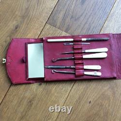 Red Leather Toiletry Case from the 19th Century