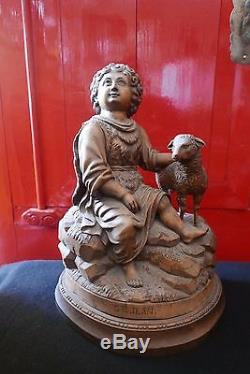 Religious Statue Carved Wood Saint John XIX Century Period Religiosa