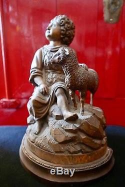 Religious Statue Carved Wood Saint John XIX Century Period Religiosa