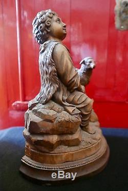 Religious Statue Carved Wood Saint John XIX Century Period Religiosa