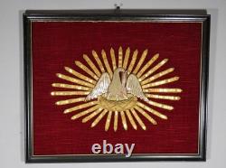 Religious embroidery of a pelican framed, 19th century