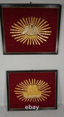 Religious embroidery of a pelican framed, 19th century