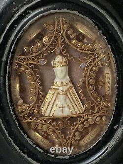 Reliquary Paperolles Multiples Relics Holy Virgin To Child Epoch XIX