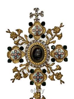 Reliquary-ostensoir Monstrance Strass & Emal Church & Liturgy Age 19th