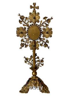 Reliquary-ostensoir Monstrance Strass & Emal Church & Liturgy Age 19th