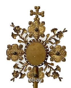 Reliquary-ostensoir Monstrance Strass & Emal Church & Liturgy Age 19th