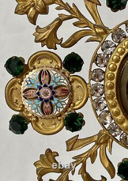 Reliquary-ostensoir Monstrance Strass & Emal Church & Liturgy Age 19th