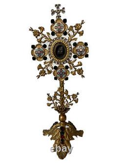 Reliquary-ostensoir Monstrance Strass & Emal Church & Liturgy Age 19th