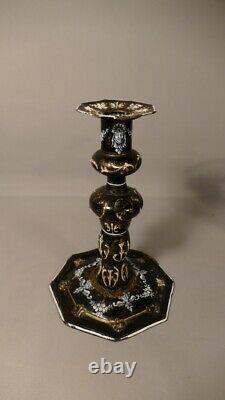 Renaissance Style Candle Holder Enamel From Limoges Era XIX Century