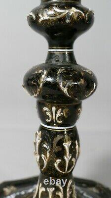 Renaissance Style Candle Holder Enamel From Limoges Era XIX Century