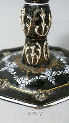 Renaissance Style Candle Holder Enamel From Limoges Era XIX Century