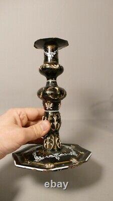 Renaissance Style Candle Holder Enamel From Limoges Era XIX Century