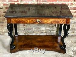 Restoration Period Console In Walnut With Black Marble Top Late Nineteenth