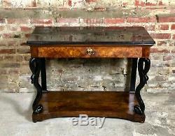 Restoration Period Console In Walnut With Black Marble Top Late Nineteenth