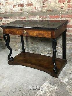 Restoration Period Console In Walnut With Black Marble Top Late Nineteenth