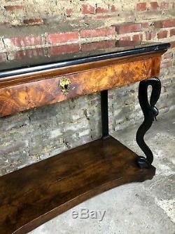 Restoration Period Console In Walnut With Black Marble Top Late Nineteenth