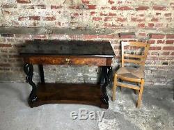 Restoration Period Console In Walnut With Black Marble Top Late Nineteenth