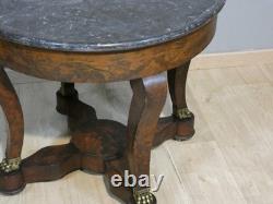Restoration Side Table in Mahogany and Marble, Early 19th Century