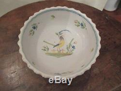 Rioz, Old Time Dish Bowl Faience XIX S Red Bird