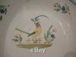 Rioz, Old Time Dish Bowl Faience XIX S Red Bird