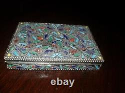 Russian Box In Silver Partitioned And Enamelled Era Xixth (poinçon 1000)