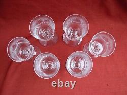 SAINT LOUIS, LEONA MODEL, SET OF 6 ENGRAVED CRYSTAL WINE GLASSES, 19th CENTURY