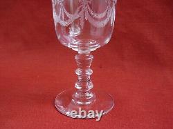 SAINT LOUIS, LEONA MODEL, SET OF 6 ENGRAVED CRYSTAL WINE GLASSES, 19th CENTURY