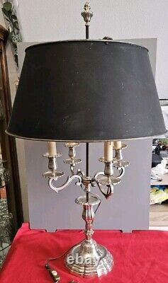 SILVER EMPIRE PERIOD BOUILLOTTE LAMP H82cm DIAM 54cm LAMPSHADE