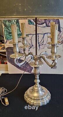 SILVER EMPIRE PERIOD BOUILLOTTE LAMP H82cm DIAM 54cm LAMPSHADE