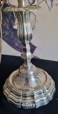 SILVER EMPIRE PERIOD BOUILLOTTE LAMP H82cm DIAM 54cm LAMPSHADE