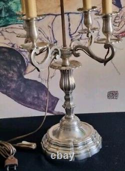 SILVER EMPIRE PERIOD BOUILLOTTE LAMP H82cm DIAM 54cm LAMPSHADE