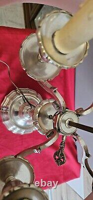 SILVER EMPIRE PERIOD BOUILLOTTE LAMP H82cm DIAM 54cm LAMPSHADE