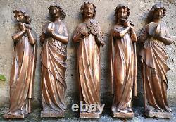 STATUE Very Ancient Copper Wall Sculpture of Musical Angels High Time