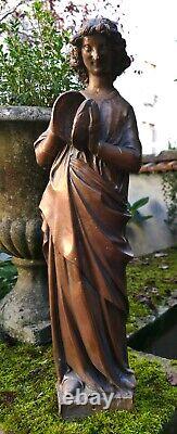 STATUE Very Ancient Copper Wall Sculpture of Musical Angels High Time