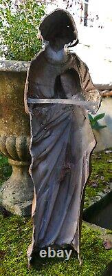 STATUE Very Ancient Copper Wall Sculpture of Musical Angels High Time