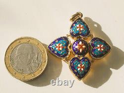 SUPERB ANTIQUE PENDANT from the 19th century in GOLD-PLATED SILVER with BRESSAN ENAMEL