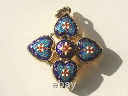 SUPERB ANTIQUE PENDANT from the 19th century in GOLD-PLATED SILVER with BRESSAN ENAMEL