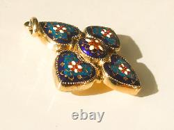 SUPERB ANTIQUE PENDANT from the 19th century in GOLD-PLATED SILVER with BRESSAN ENAMEL