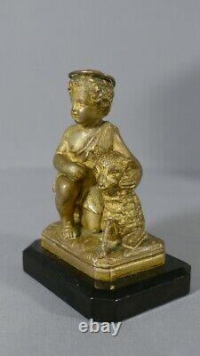 Saint Enfant À L'agneau, Bronze Doré Époque XIX Ème