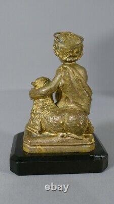 Saint Enfant À L'agneau, Bronze Doré Époque XIX Ème