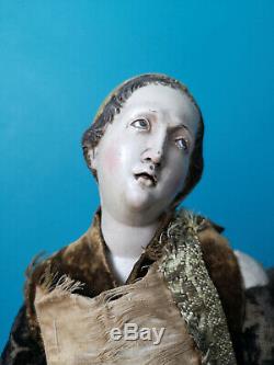 Santon Neapolitan Carved Wood Polychrome Era Nineteenth