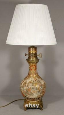 Satsuma and Gagneau Paris, Japanese porcelain lamp, 19th century.