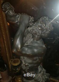 Satyr Bronze Sculpture Drinking After Clodion Time Nineteenth Century