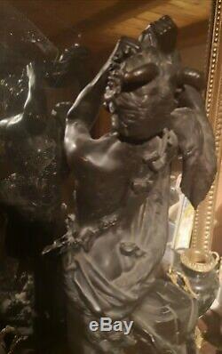 Satyr Bronze Sculpture Drinking After Clodion Time Nineteenth Century