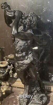 Satyr Drinking Bronze Sculpture After Clodion Time Nineteenth Century