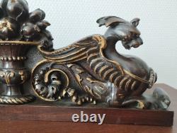 Sculpted Walnut Pediment 19th Century Renaissance Style High Period Griffin