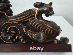 Sculpted Walnut Pediment 19th Century Renaissance Style High Period Griffin