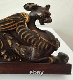 Sculpted Walnut Pediment 19th Century Renaissance Style High Period Griffin