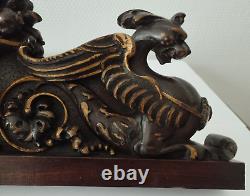 Sculpted Walnut Pediment 19th Century Renaissance Style High Period Griffin